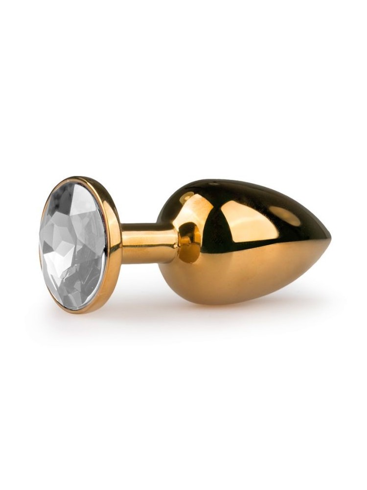 Metal Butt Plug Gold/Clear Small - nss4038067