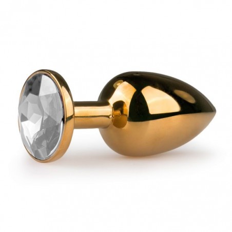 Metal Butt Plug Gold/Clear Small - nss4038067