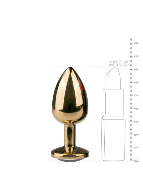 Metal Butt Plug Gold/Clear Small - nss4038067