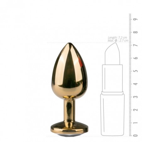 Metal Butt Plug Gold/Clear Small - nss4038067