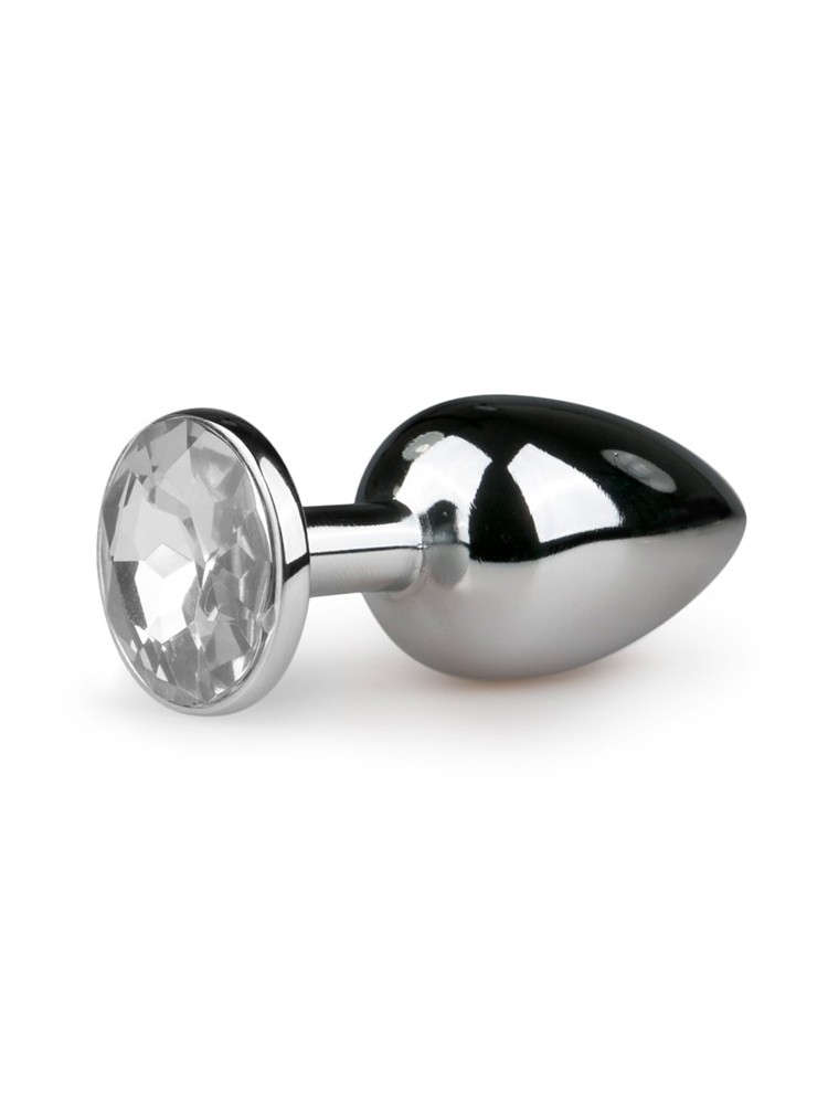 Metal Butt Plug Silver/Clear Small - nss4038069