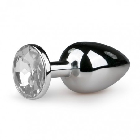 Metal Butt Plug Silver/Clear Small - nss4038069