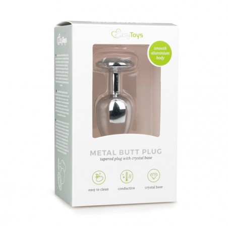 Metal Butt Plug Silver/Clear Small - nss4038069