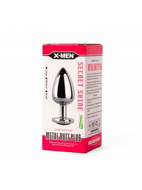 X-MEN Secret Shine Heart Metal Butt Plug Red L - nss4038161