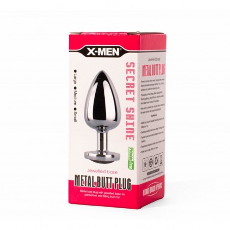 X-MEN Secret Shine Heart Metal Butt Plug Red L - nss4038161