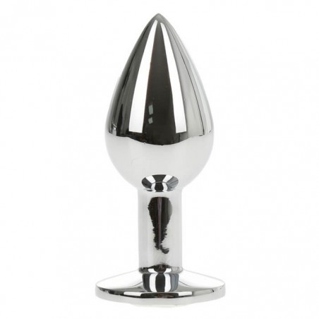 Large Metallic Butt Plug Silver/Clear - nss4038169