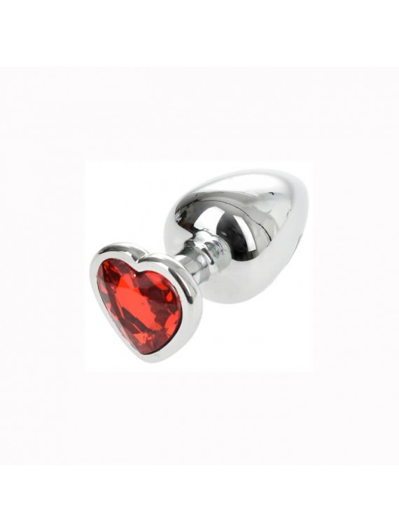 Silver Butt Plug with Heart Large - nss4038181