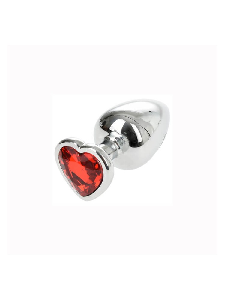 Silver Butt Plug with Heart Large - nss4038181